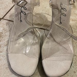 Clear heels. Bodybuilding show. Never worn (besides trying on)